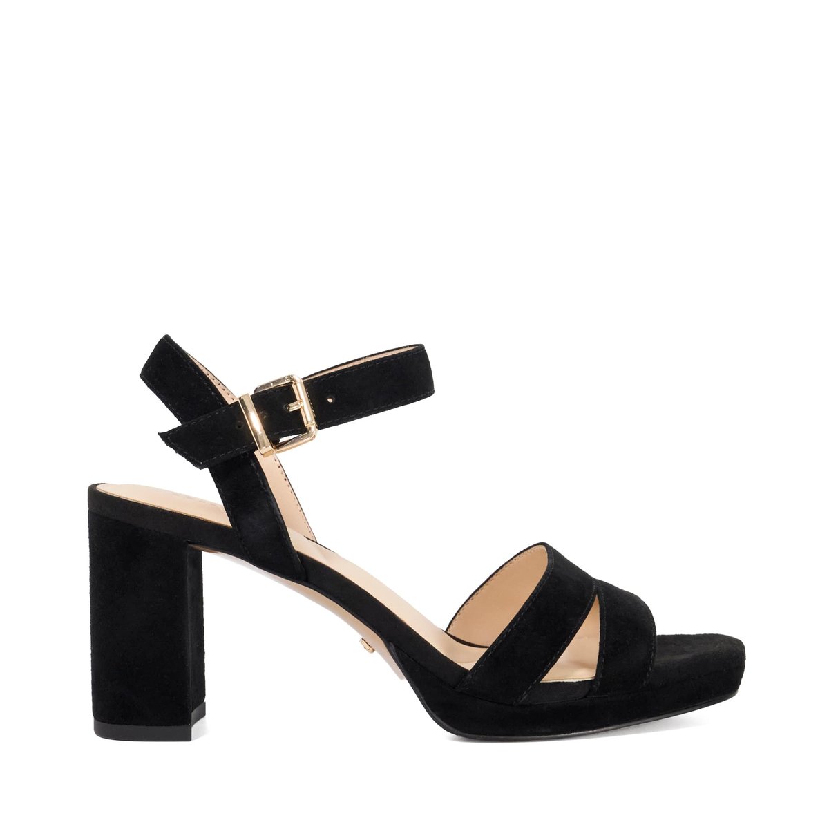 Sandales à talons carrés - MANIFESTING black-suede mix, DUNE LONDON