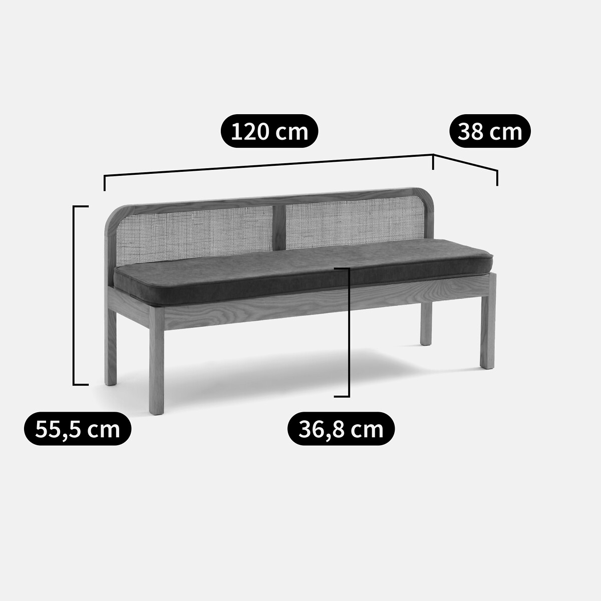 Banc bout de lit cannage, Scillia vert eucalyptus, LA REDOUTE INTERIEURS