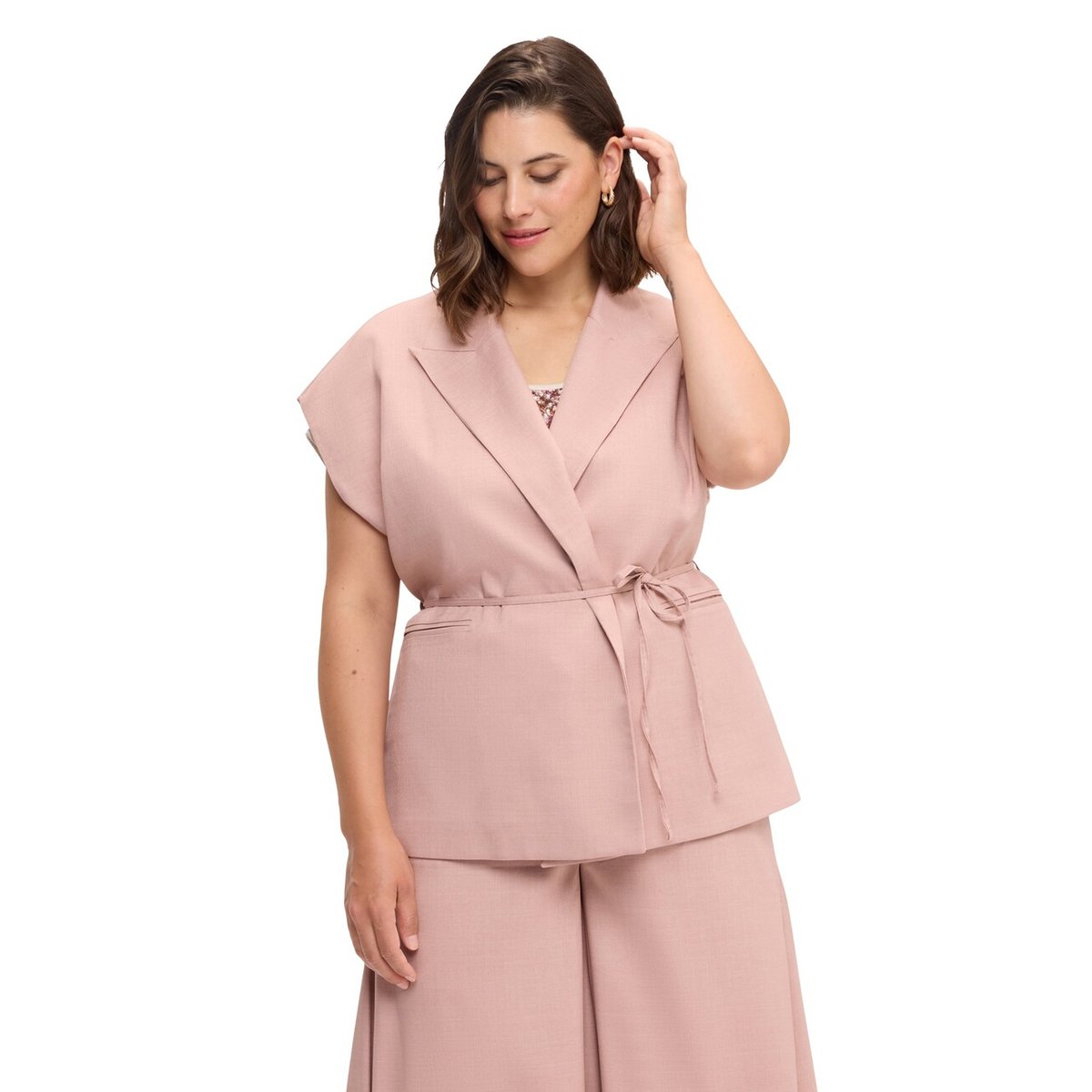 Gilet tailleur avec ceinture rose, FIORELLA RUBINO