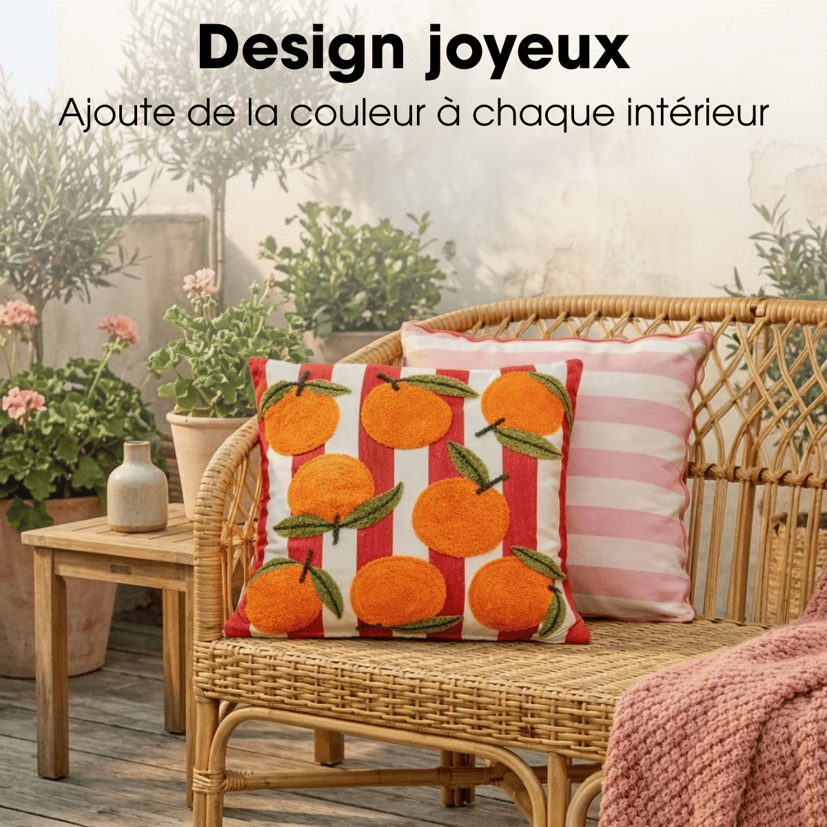 Coussin décoratif orange, MICA DECORATIONS