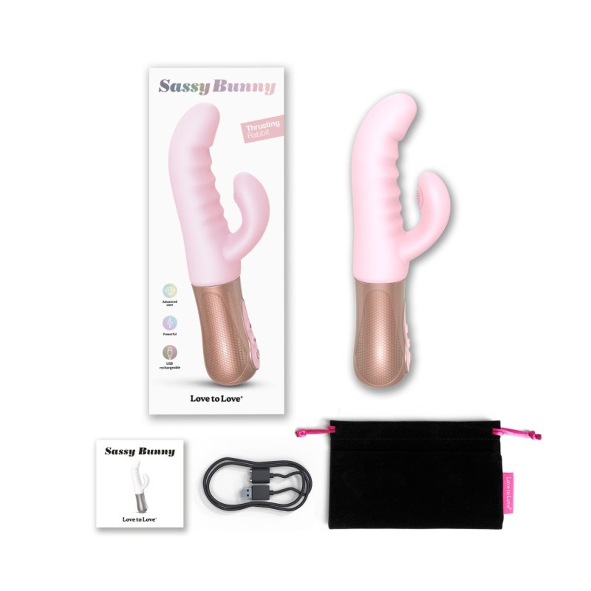 Sassy Bunny rabbit rose pastel / rose gold, LOVE TO LOVE