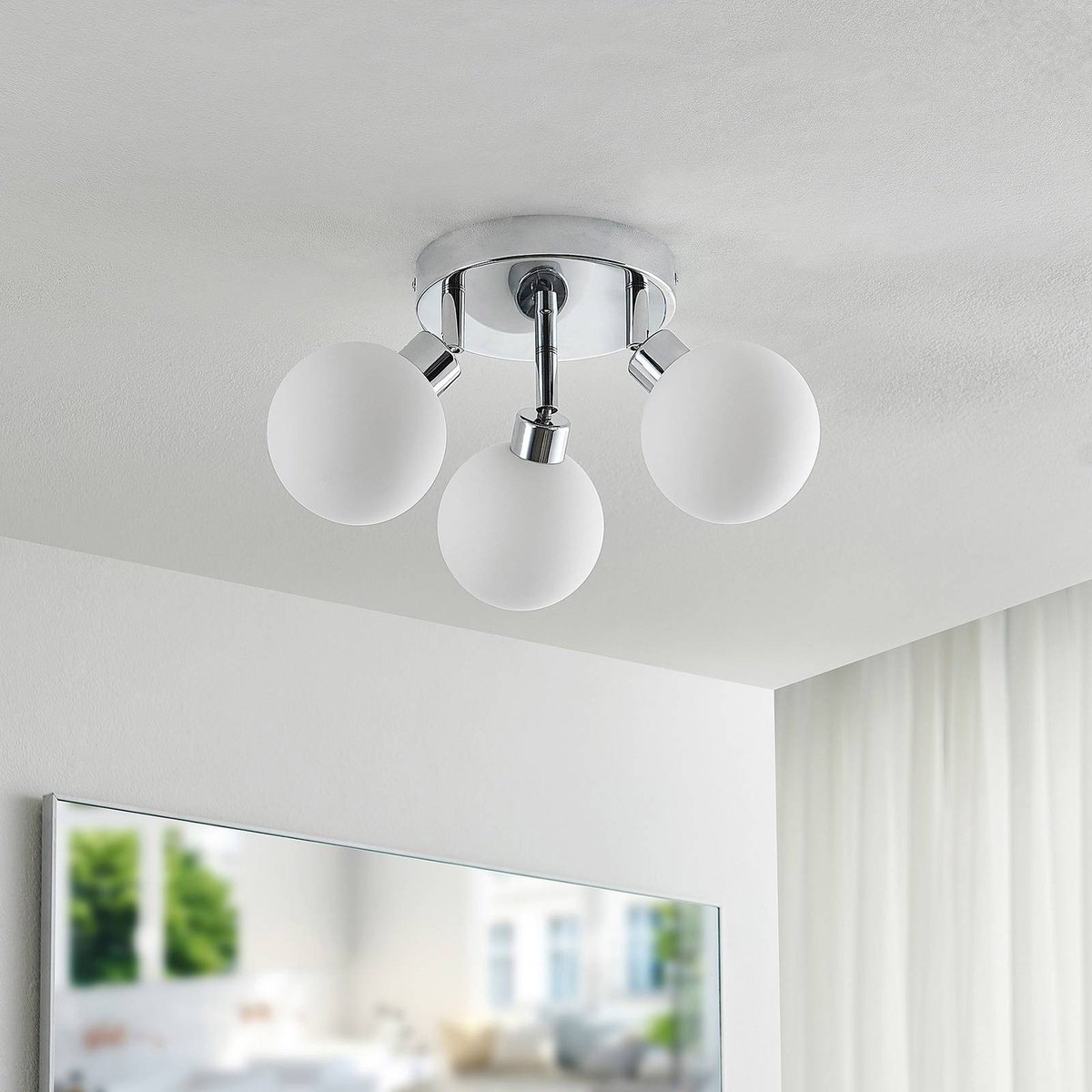 Plafonnier en métal moderne, Zaniba chrome, LINDBY
