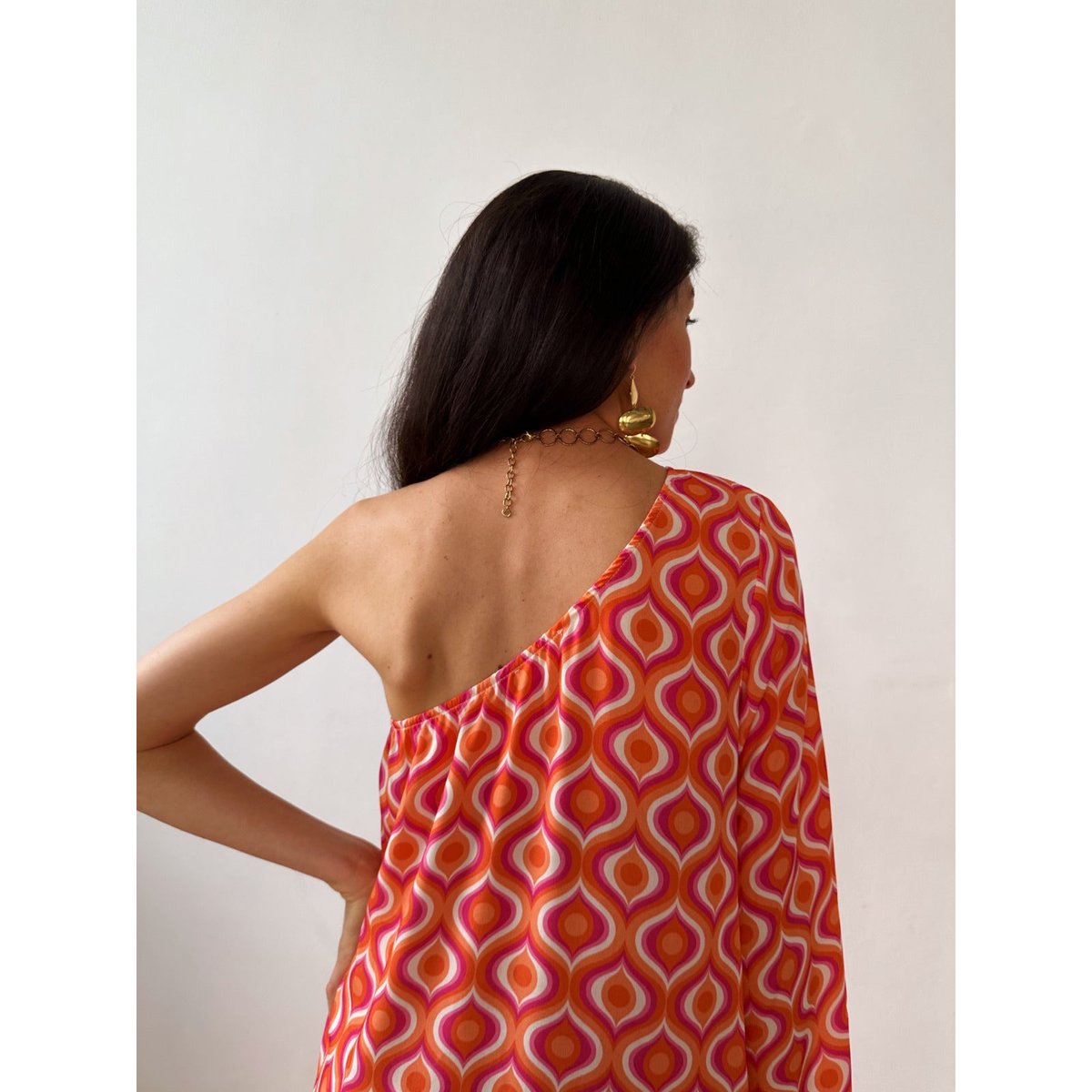 Robe midi asymétrique TINA orange, MINDTRAVELER