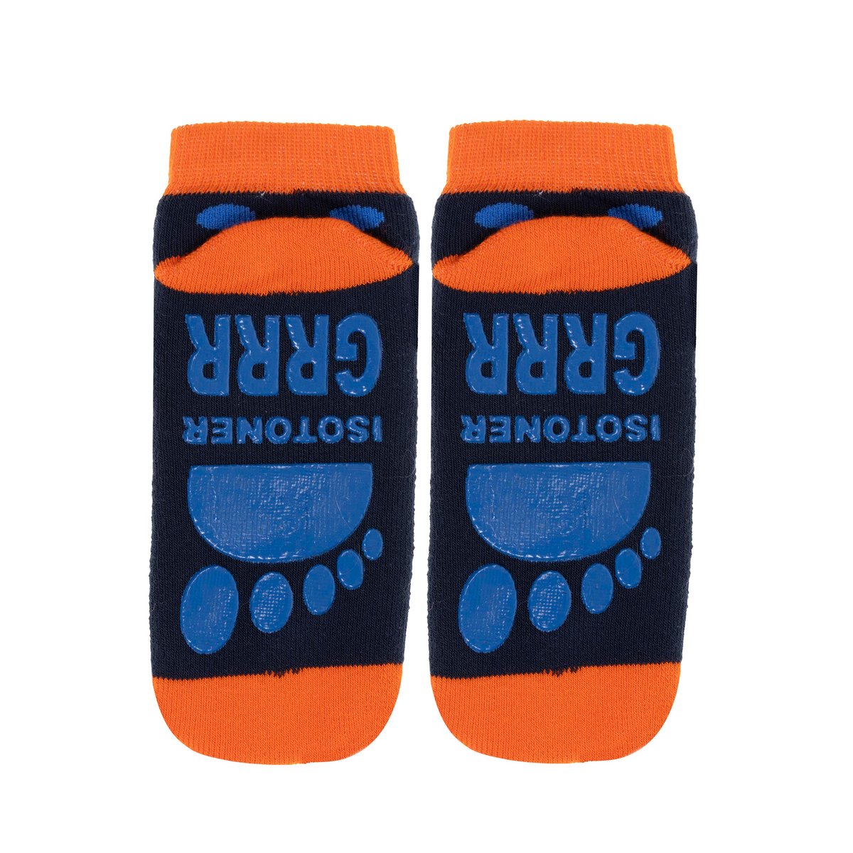 Chaussettes anti-dérapantes coton, picots antidérapants bleu, ISOTONER