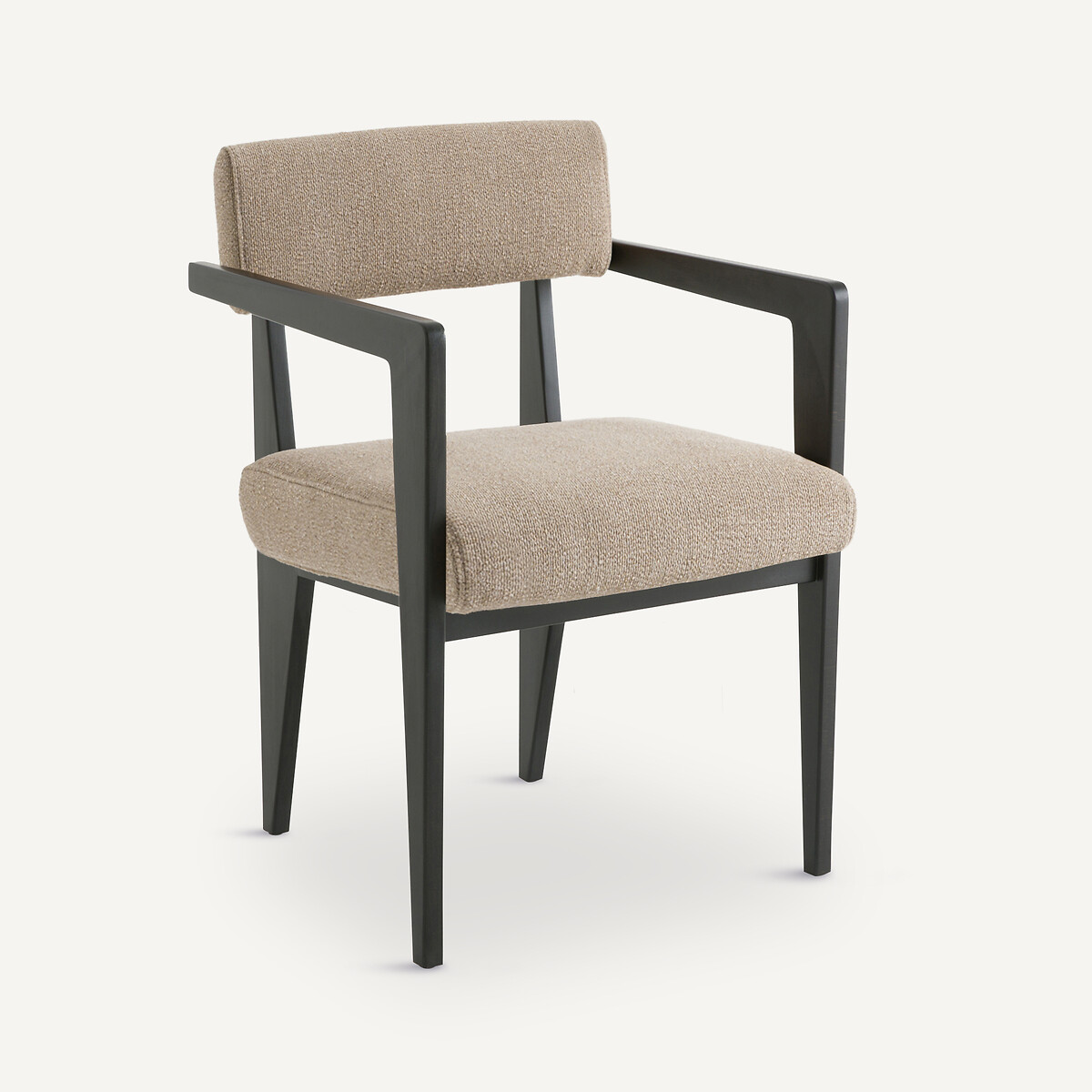 Fauteuil de table, hêtre et tissu texturé, IZAG moka, AM.PM