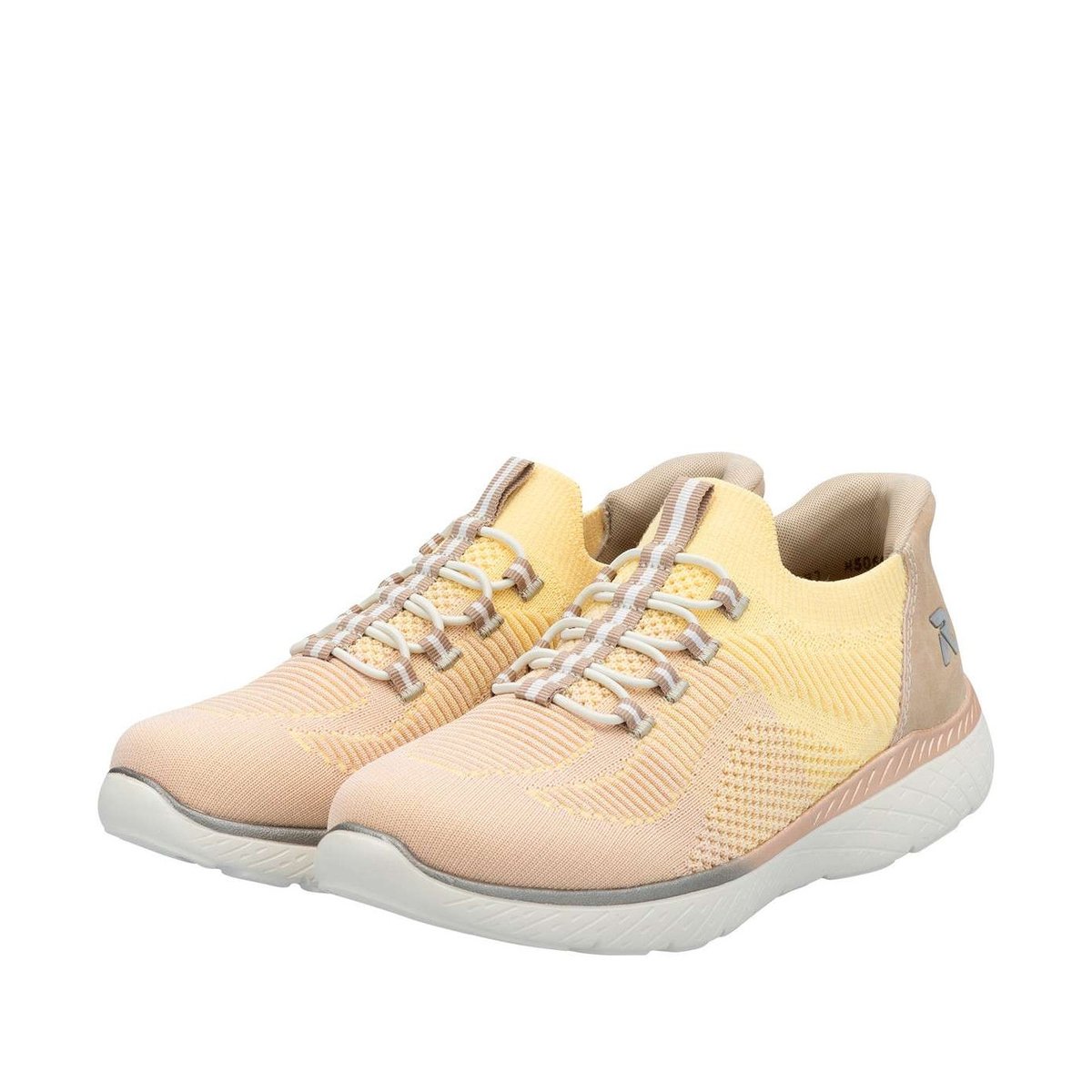 Baskets running jaune à talon plat avec une fermeture slip-on jaune, RIEKER