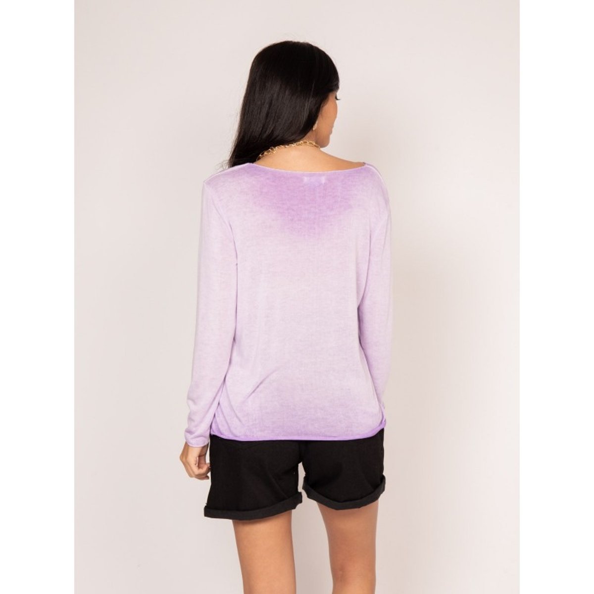Pull Fin Col Rond Fredo violet, DONA LISA