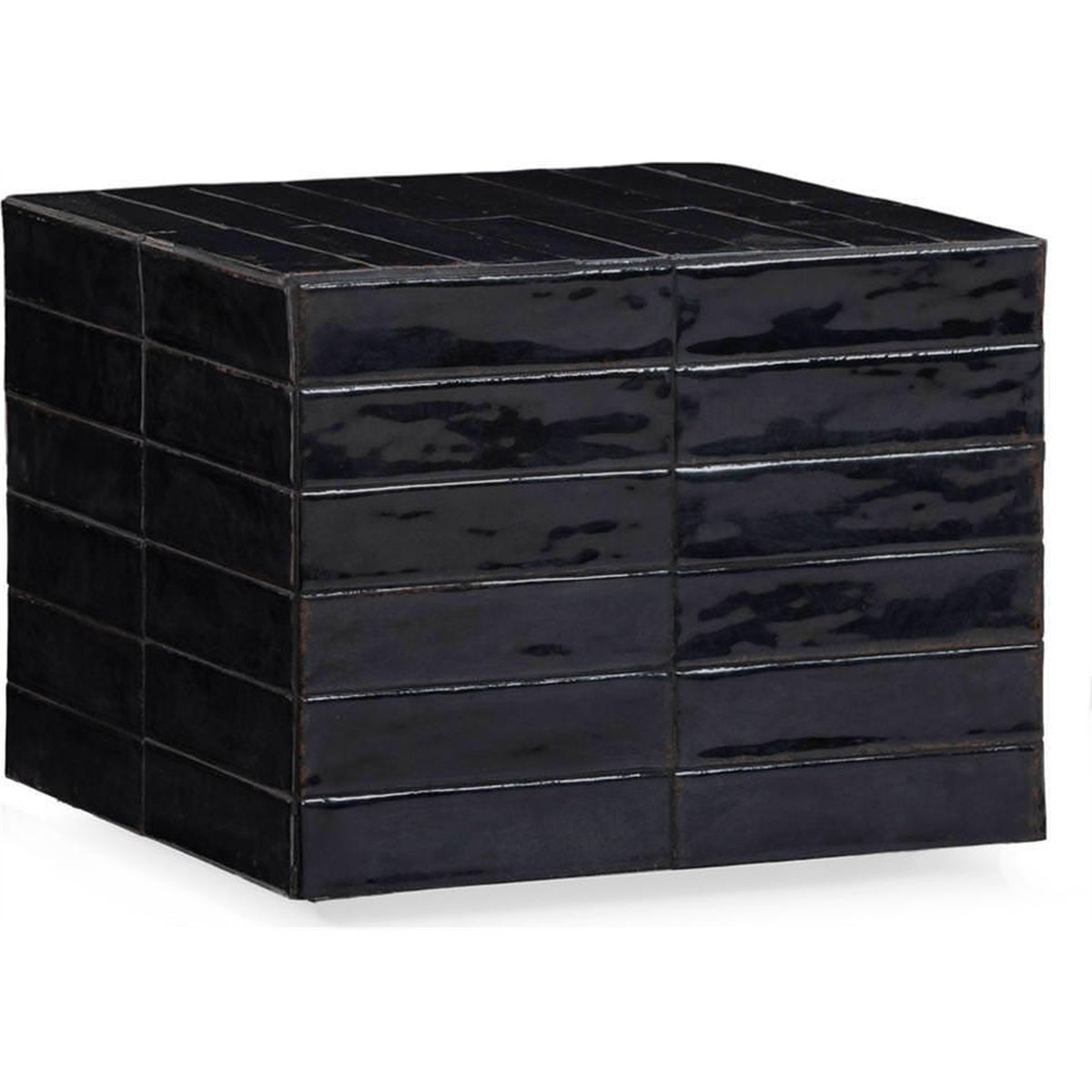 Table d'appoint céramique relief géométrique noir, RECOLLECTION