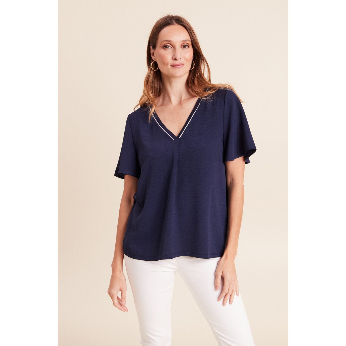 T-shirt bi-matière manches courtes bleu marine, BREAL