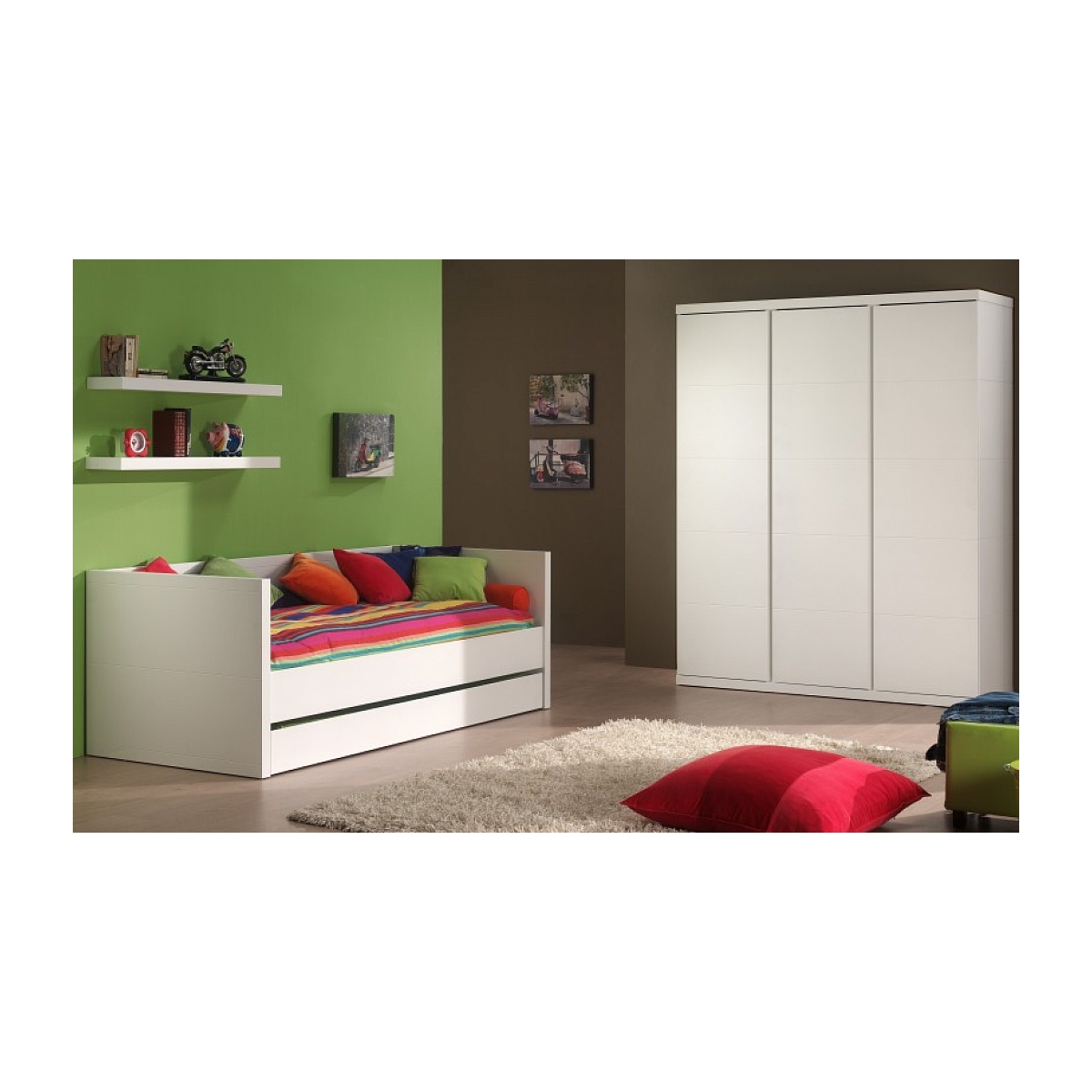 LARA Lit Capitaine laqué blanc, VIPACK