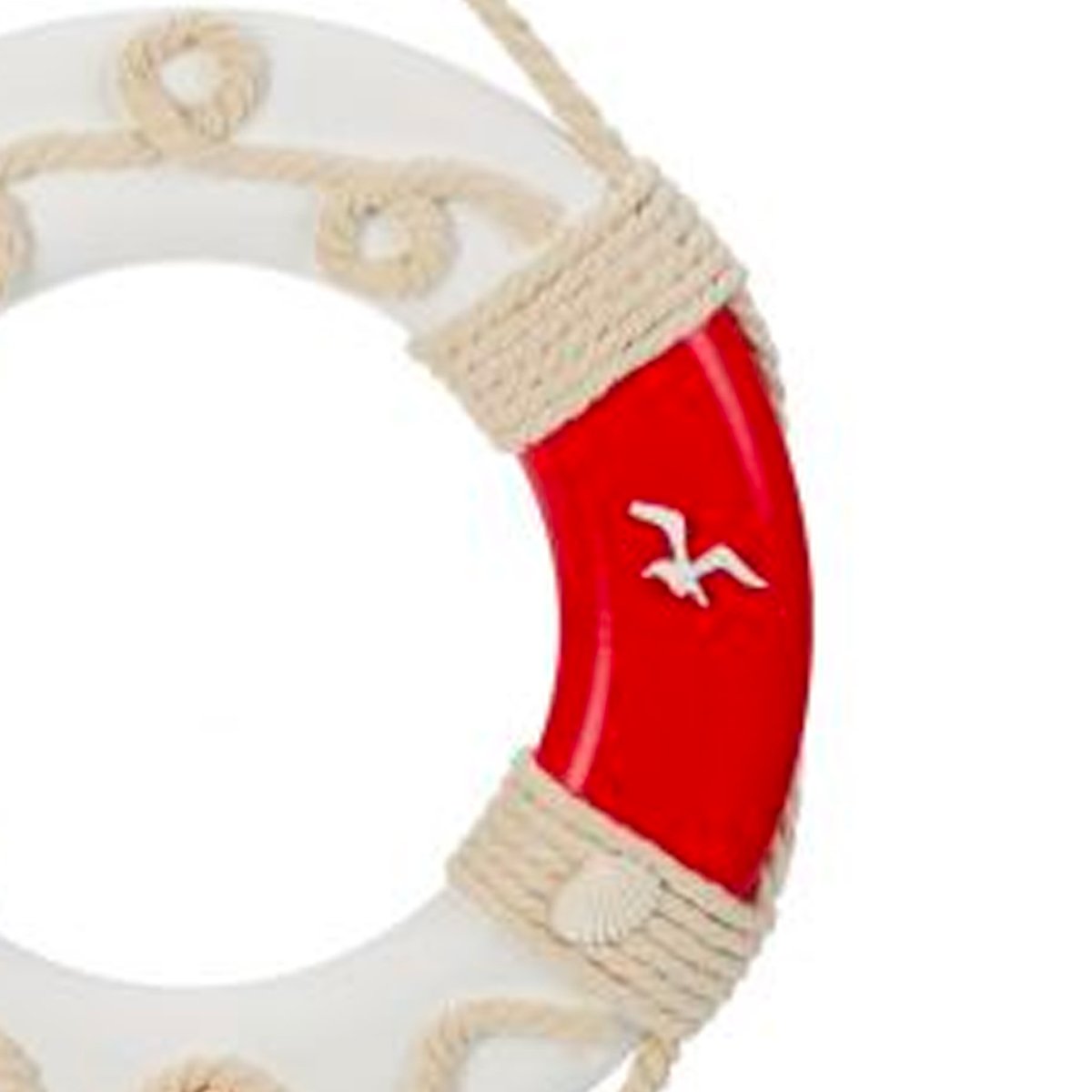 Décoration murale bouée en bois rouge et blanc 30cm rouge, WADIGA