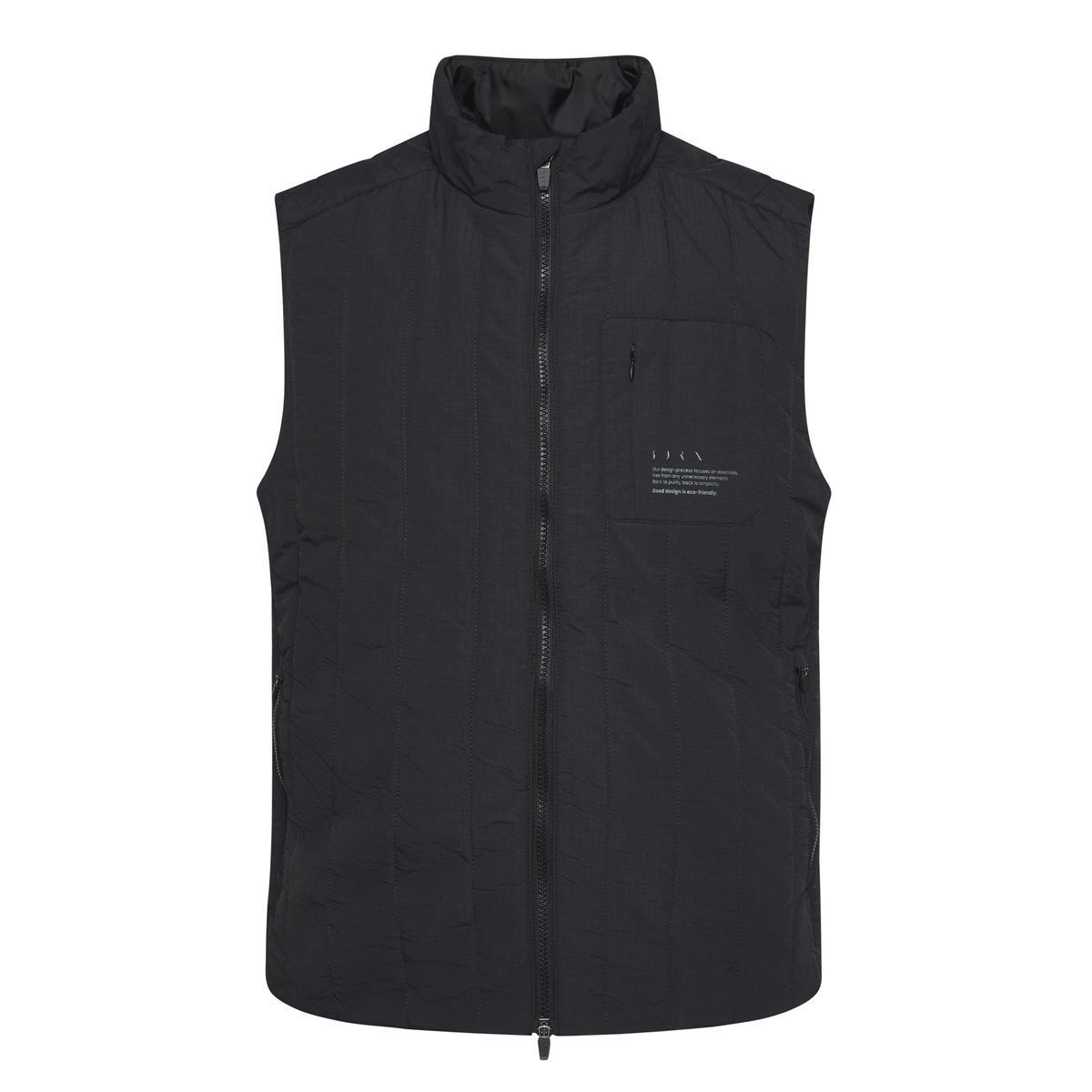 Doudoune sans manches de sport homme Azov Toucher doux fermeture éclair noir profond, BORN