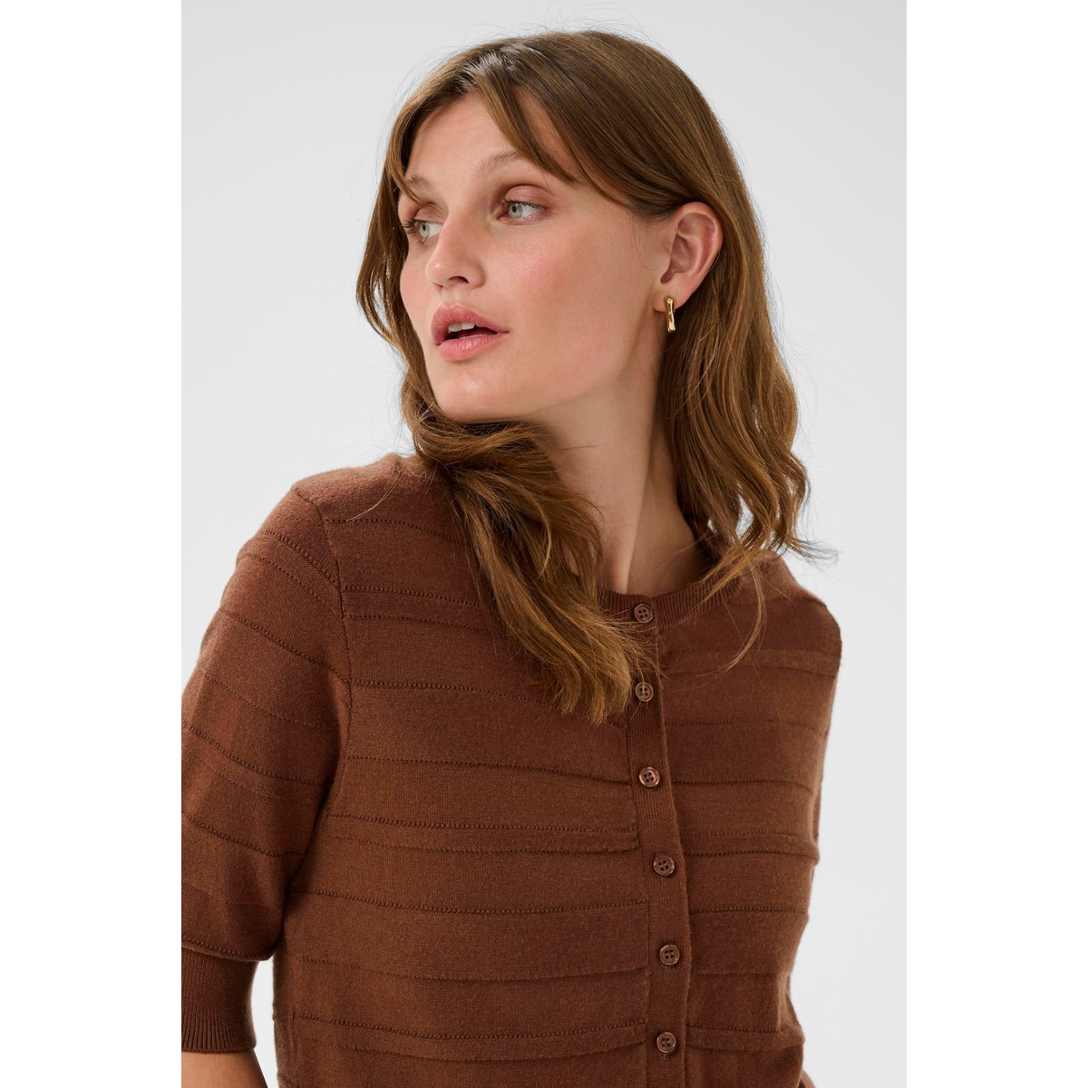 Cardigan à tricot marron cappucino, SOAKED IN LUXURY