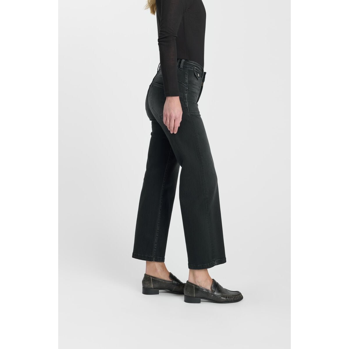 Jeans loose, large pulp wide leg , 7/8ème black / black, LE TEMPS DES CERISES