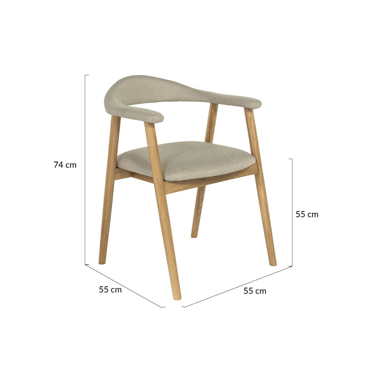 Chaise en chêne massif et tissu, LORE bois / beige, BEST MOBILIER