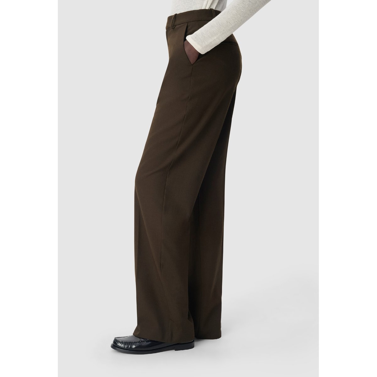 Pantalon de tailleur façon laine froide vert kaki, IKKS
