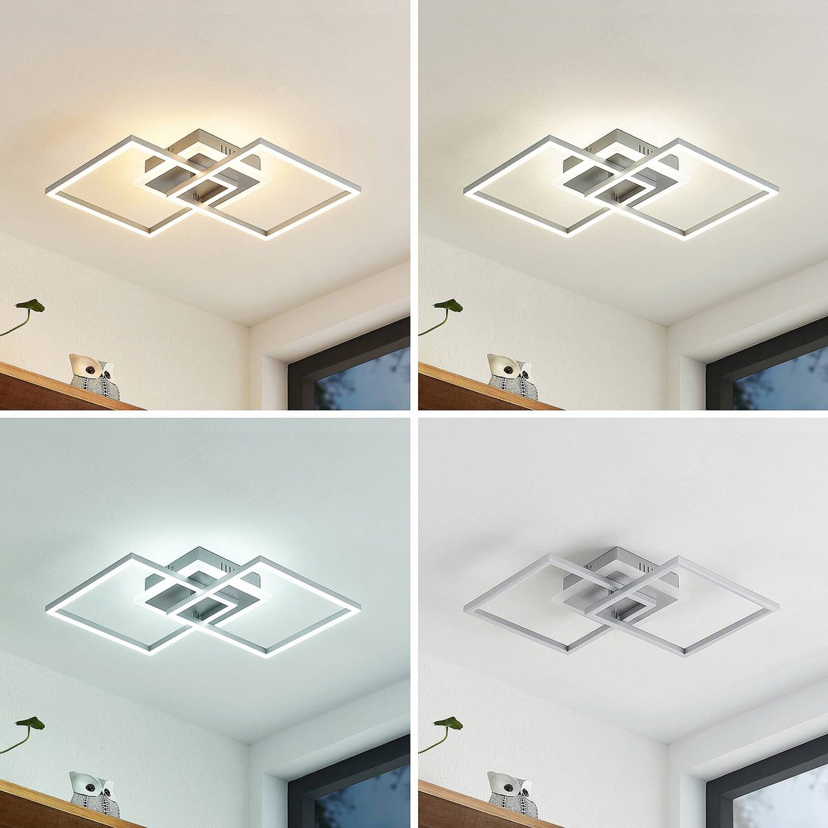 Plafonnier en aluminium moderneLED, Fjardo argent, LINDBY