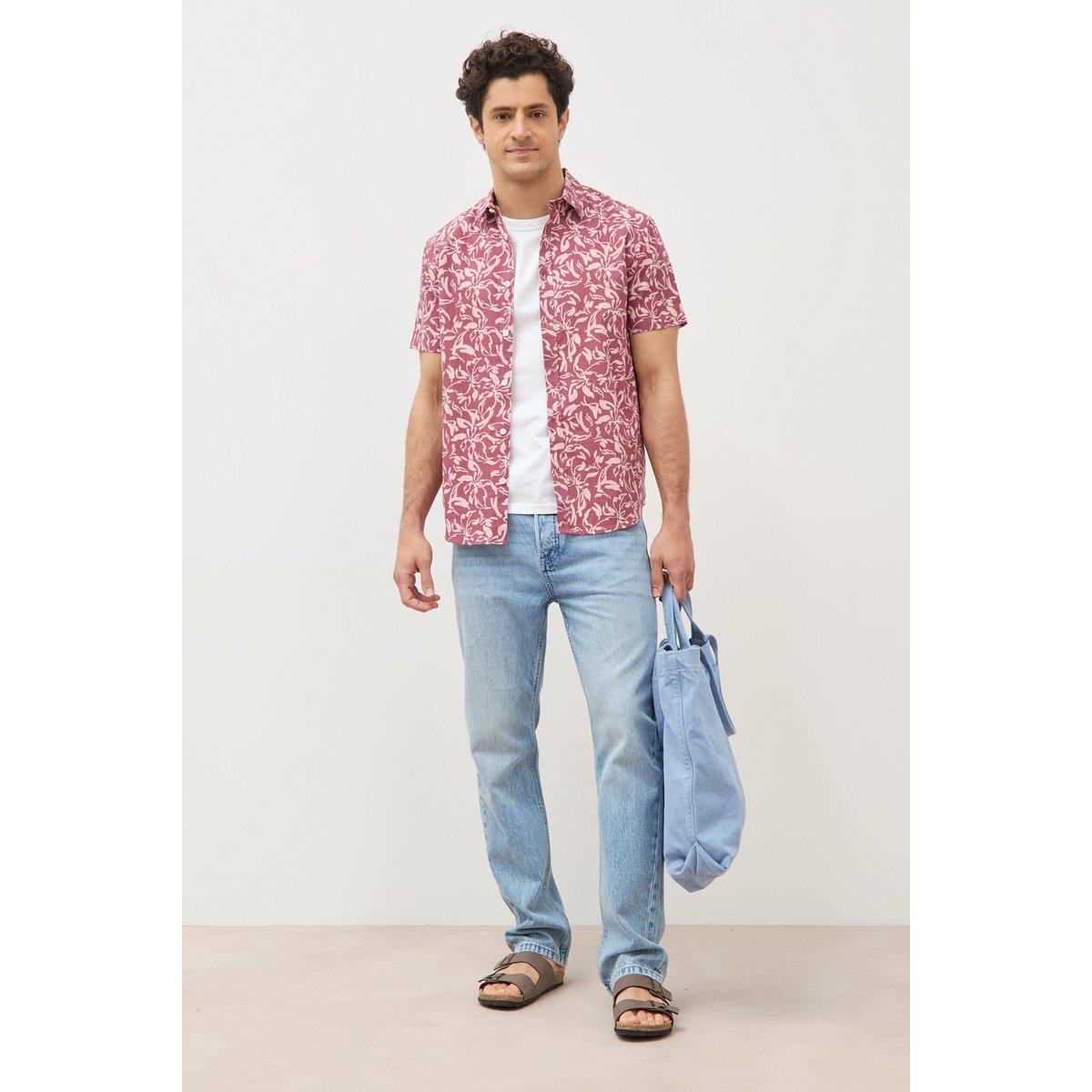 Chemise manches courtes vieux rose, BONOBO