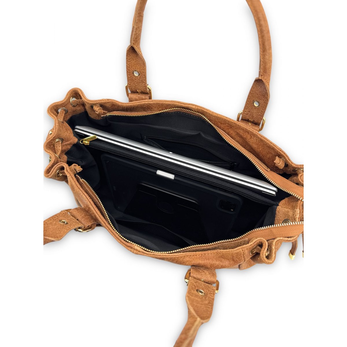 Sac bowling en cuir brossé PRINCESSE BROSSEE XL camel, OH MY BAG