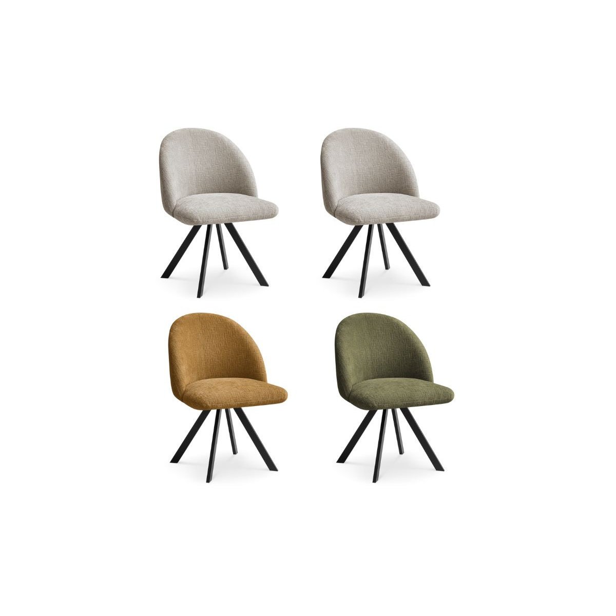 Lot de 4 chaises tissu texturé, LALIE multicolore 2, BOBOCHIC