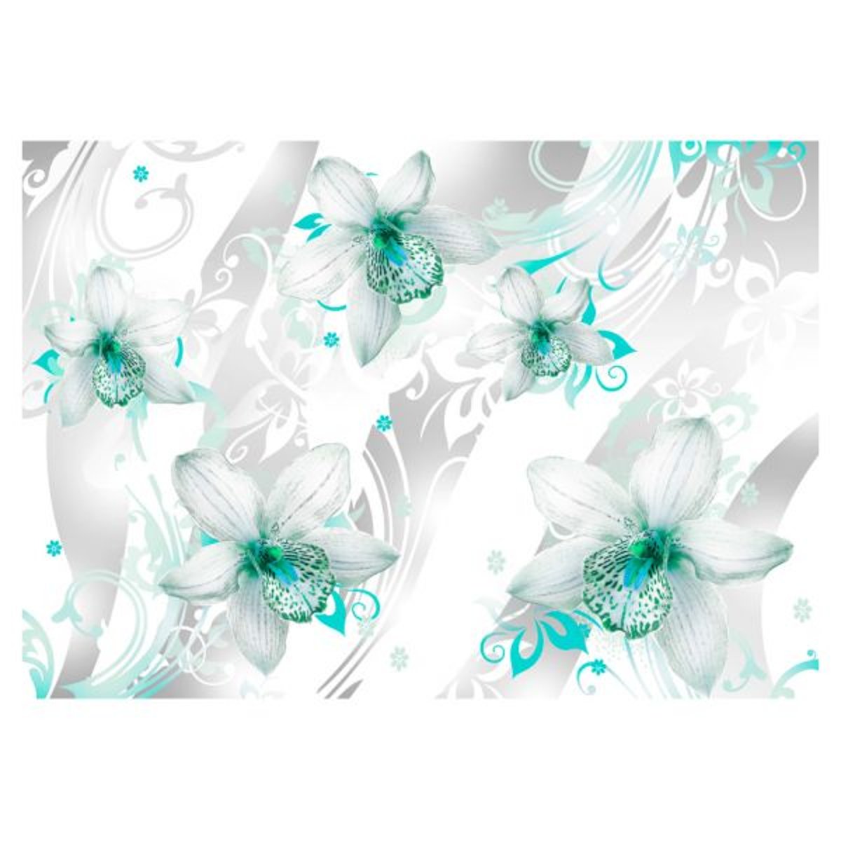 Papier peint intissé panoramique Fleurs Sounds of subtlety - turquoise vert, EDEN