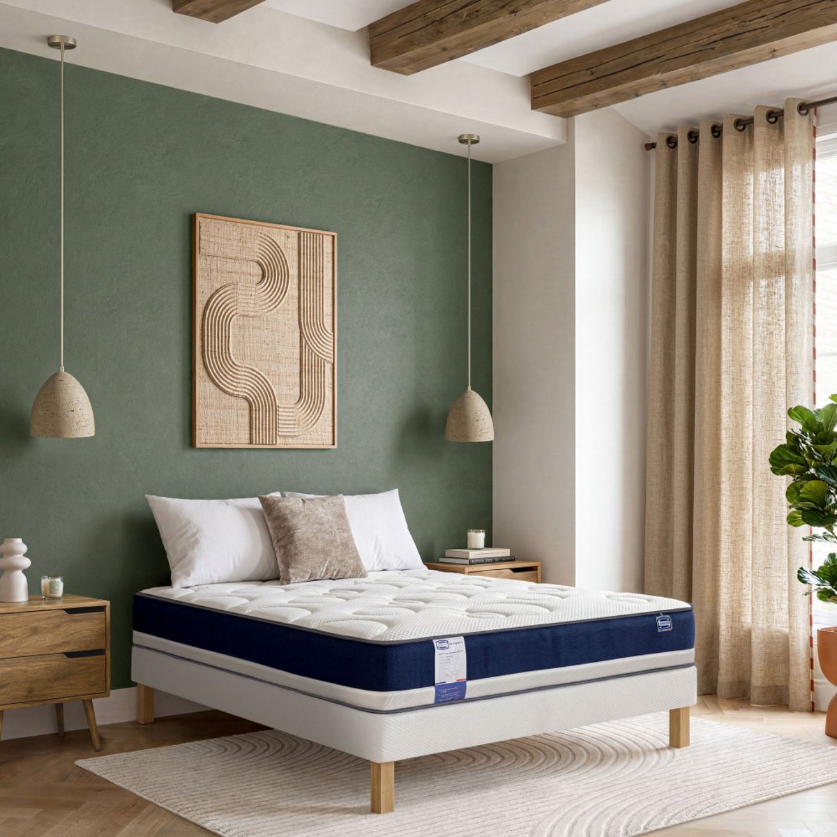 Matelas 100% ressorts, épaisseur 26cm, accueil moelleux- OXYGÈNE-S blanc, SIMMONS