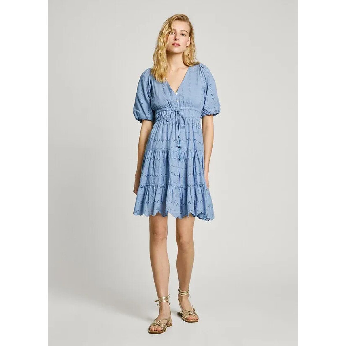 Mini Dress with Balloon Sleeves ecru , PEPE JEANS