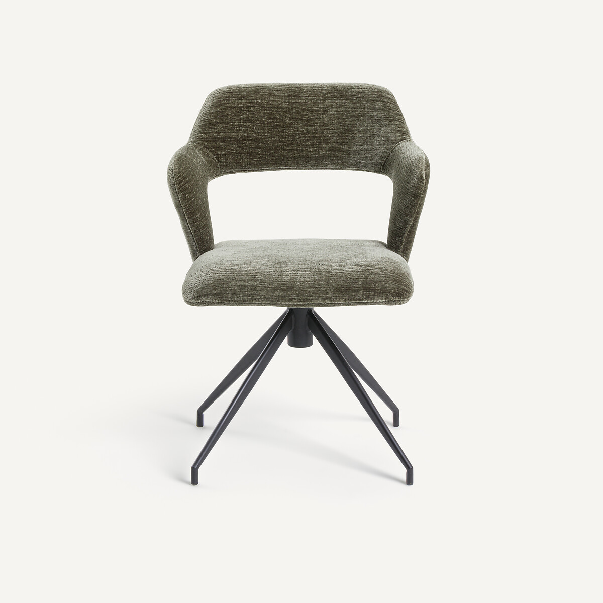 Fauteuil de table pivotant en velours, ASYAR kaki, AM.PM