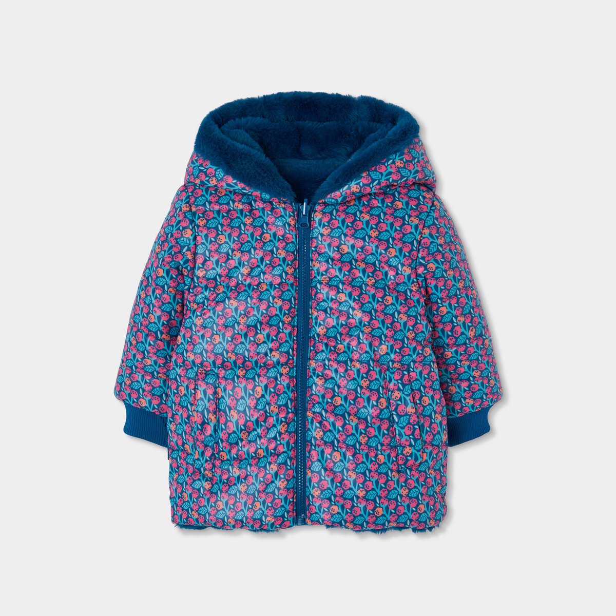 Parka fille réversible tissu technique noir, BOBOLI