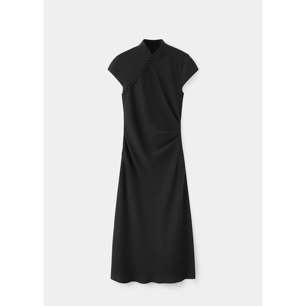 Robe à col officier avec boutons noir, MANGO