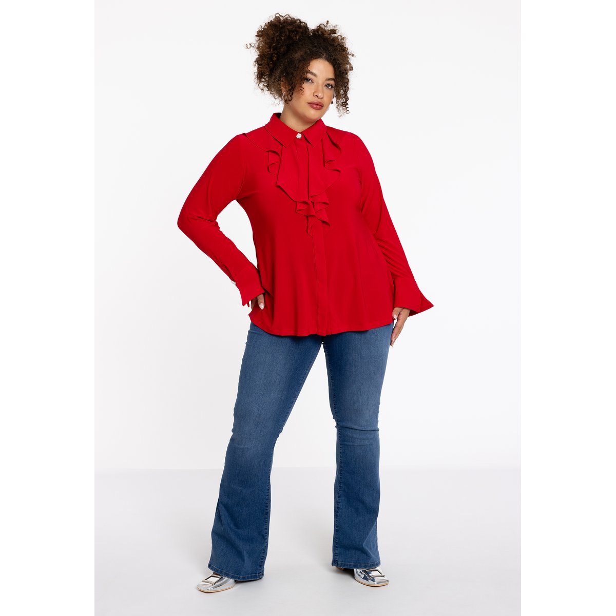 Chemise volanté /à volants rouge, YOEK