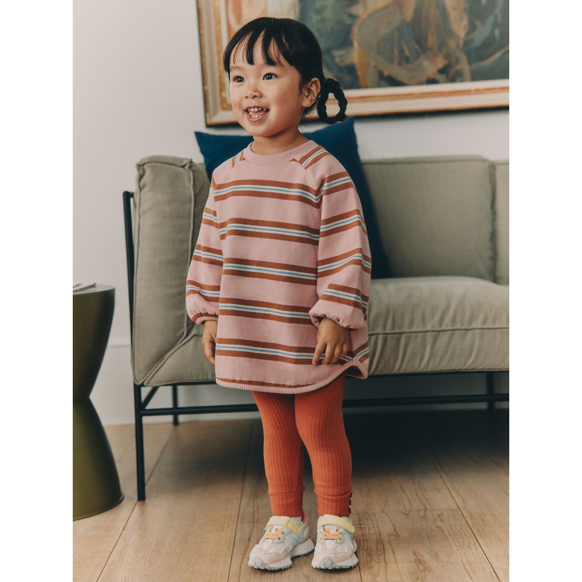 Ensemble sweat et legging rayures roses/crème, NEXT