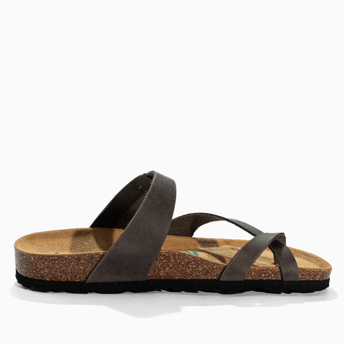 Tongs en cuir DIANE anthracite, BAYTON
