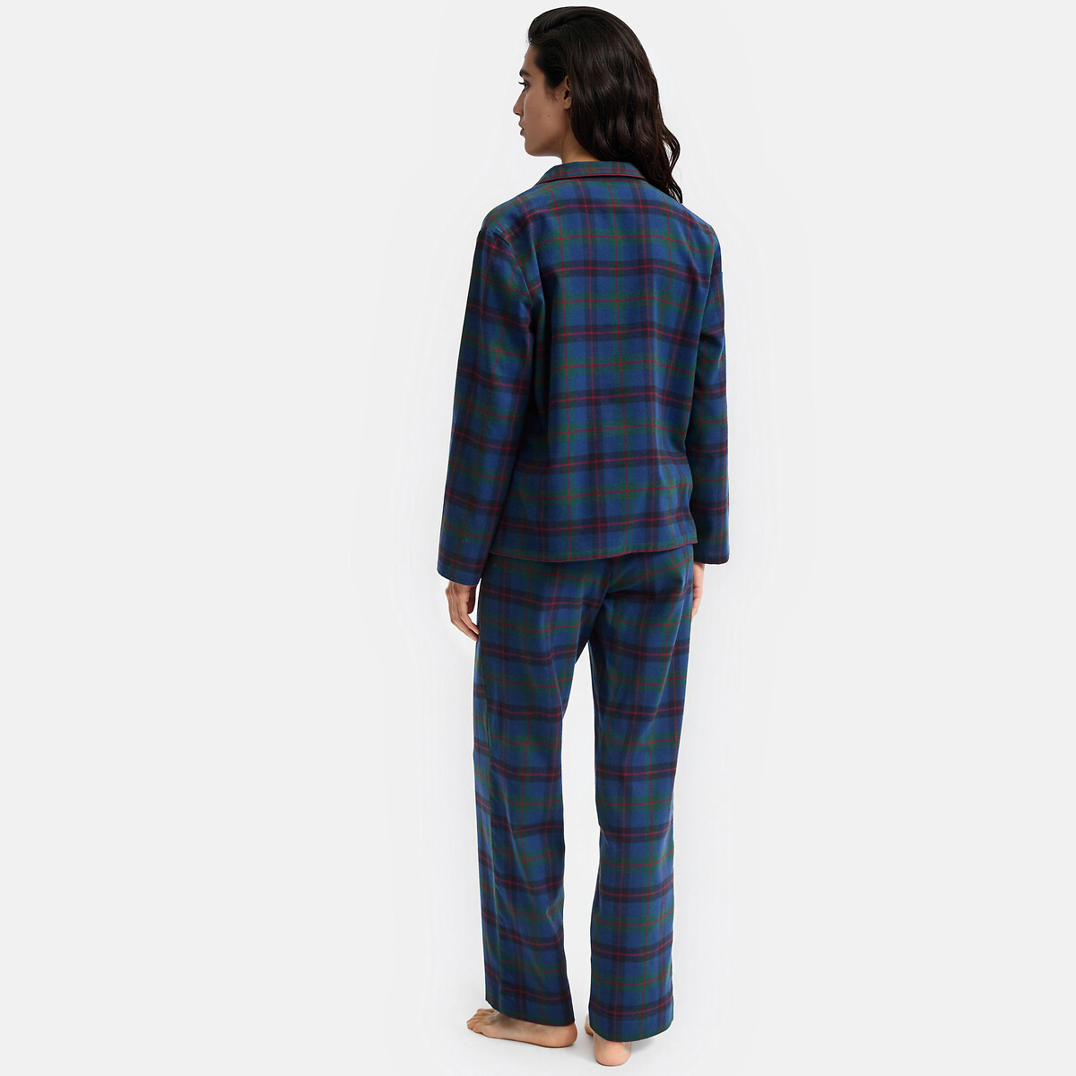 Pyjama en flanelle à carreaux carreaux marine, ANNE WEYBURN