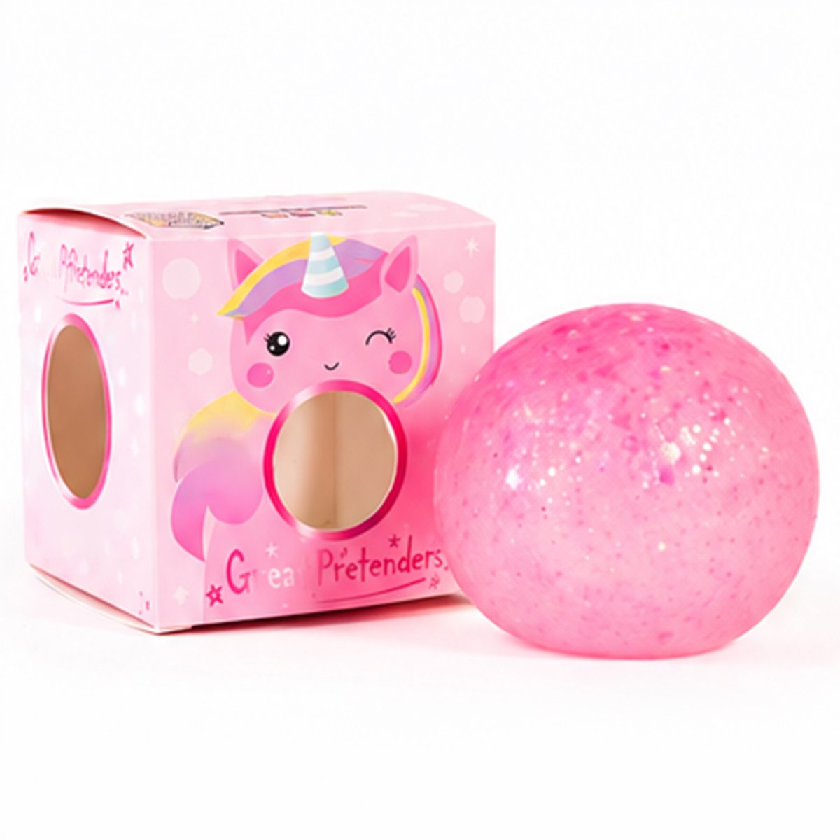Balle squishy anti stress pailletée rose, GREAT PRETENDERS