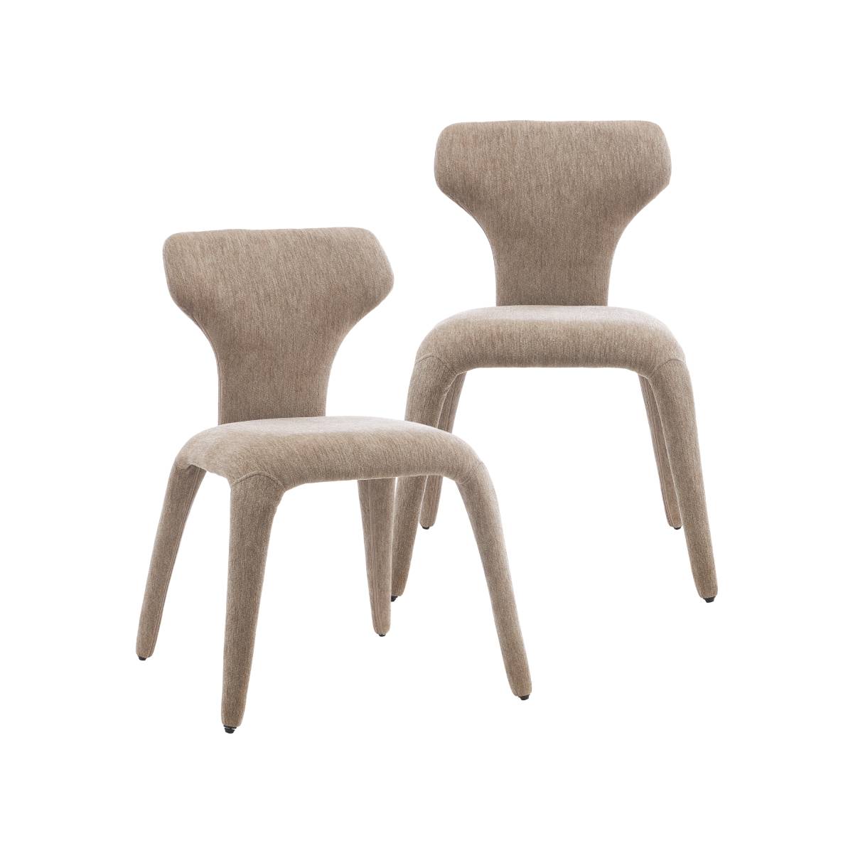 Lot de 2 chaises en tissu EYNA beige, MADE IN MEUBLES