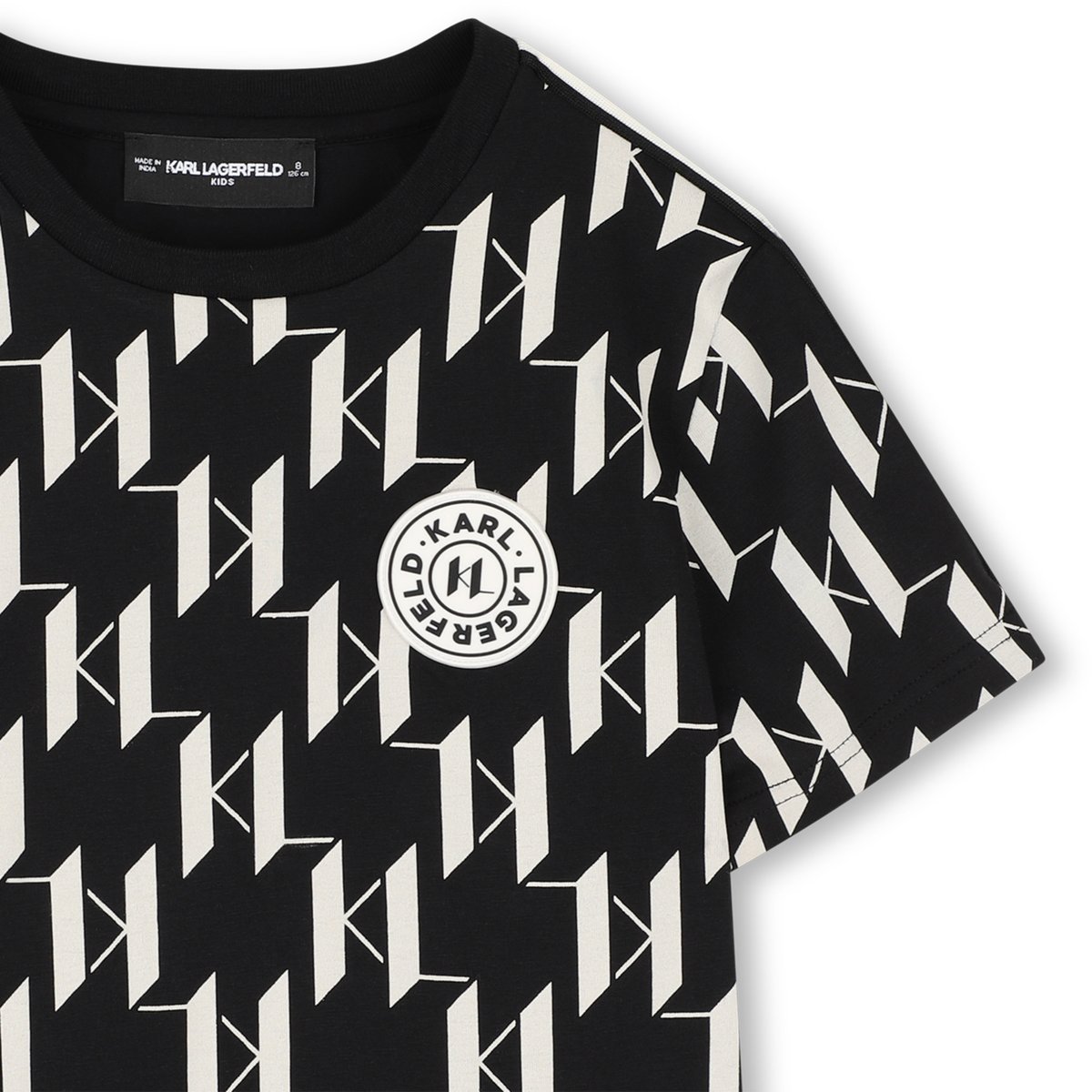 Tee-shirt manches courtes noir beige, KARL LAGERFELD KIDS