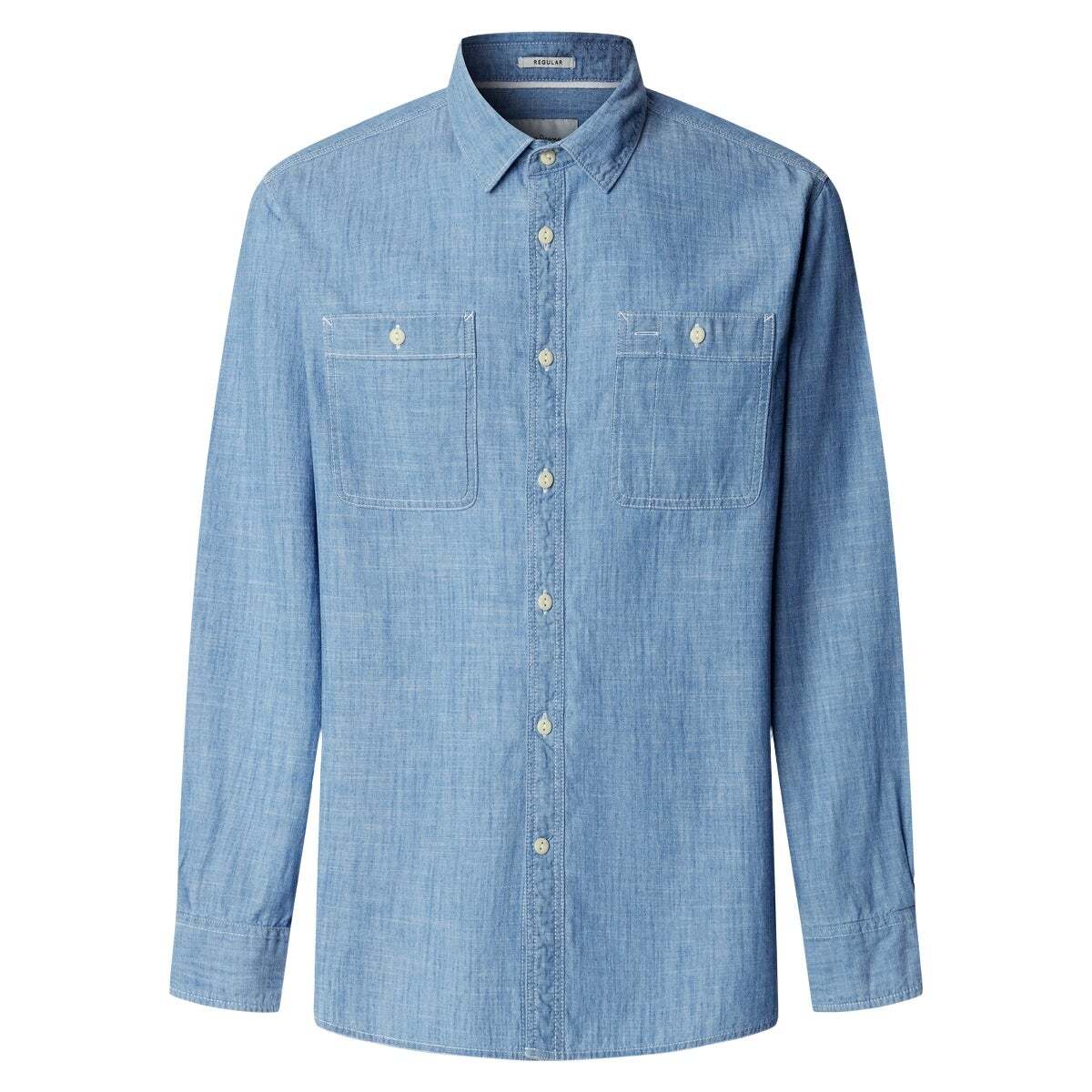 Chemise Chambray Coupe Regular bleu indigo moyen, PEPE JEANS