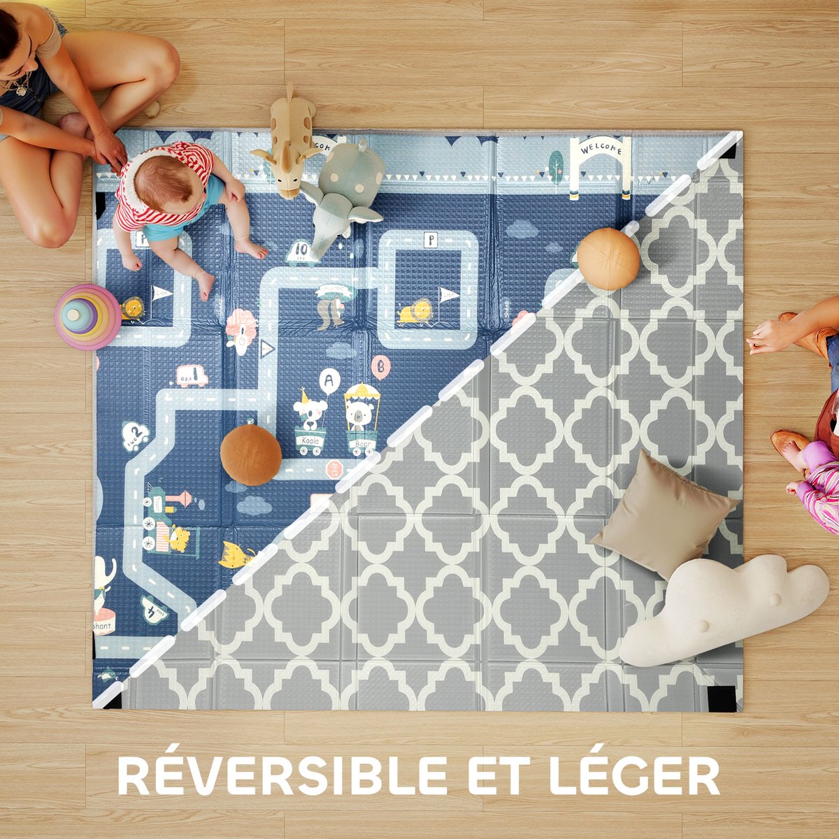 Tapis de jeu pour enfants XPE multicolore multicolore, AIYAPLAY
