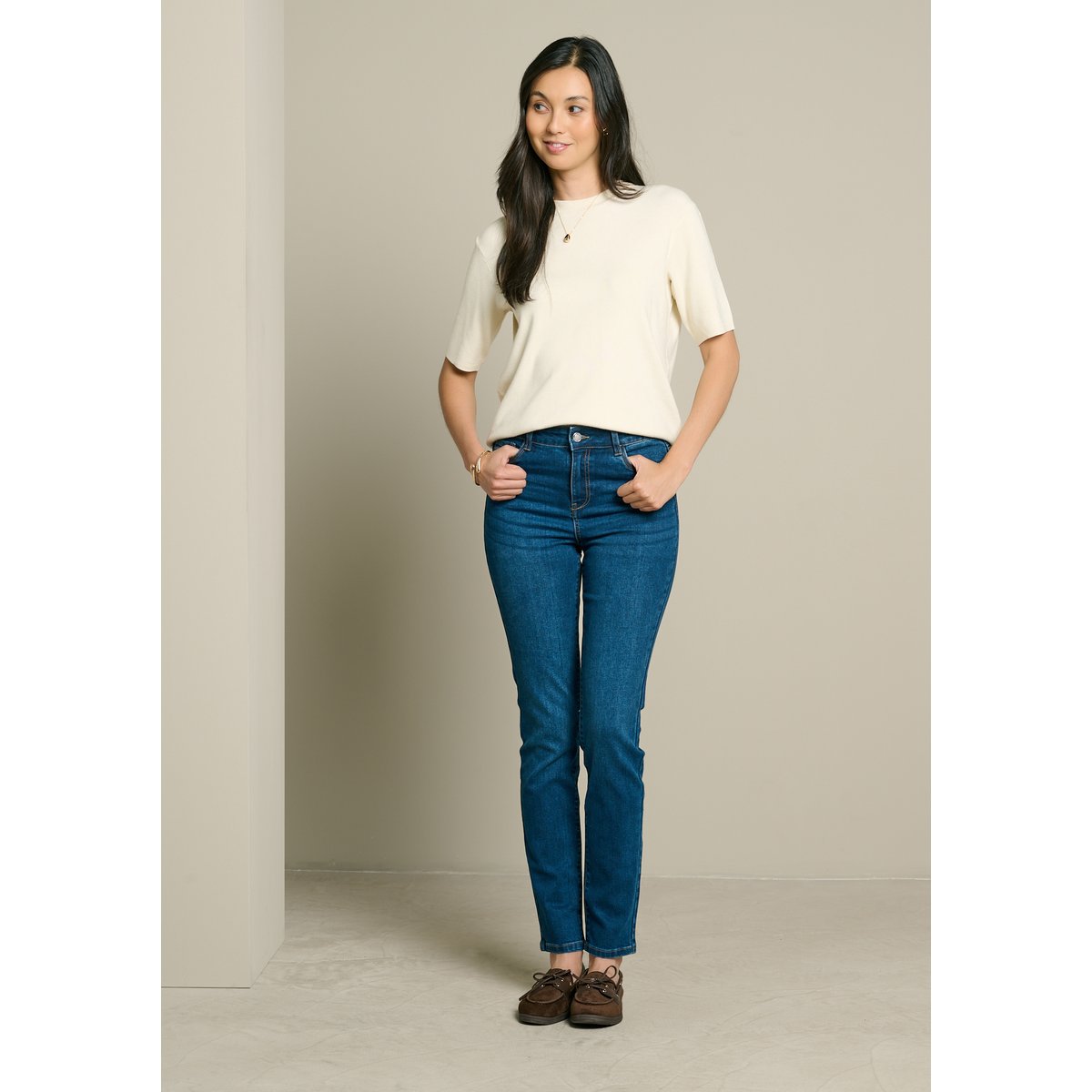 Jean slim taille haute dark blue, LOLALIZA