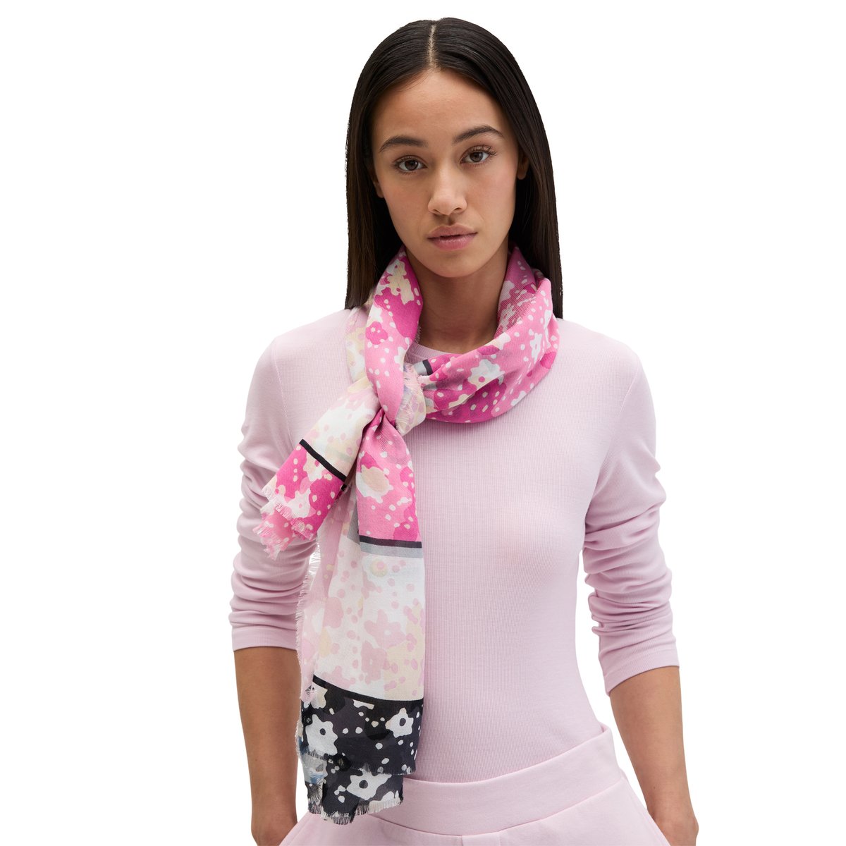 Foulard à l'imprimé allover avec Organic Cotton rose bonbon, MARC O'POLO