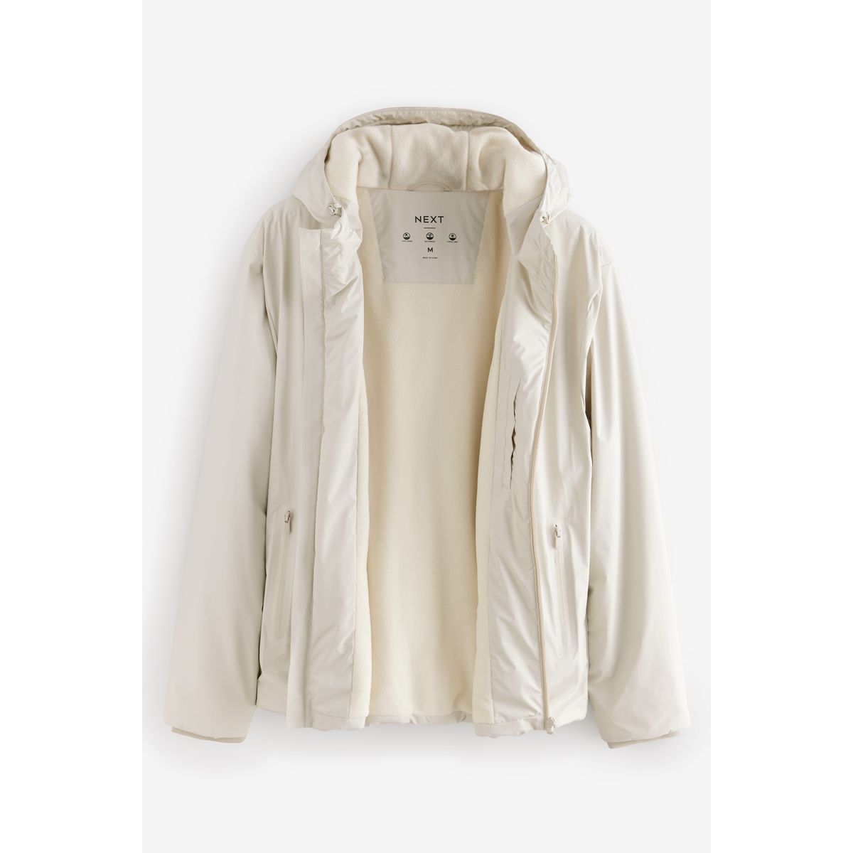 Veste capuche matelassée enduite gris clair, NEXT
