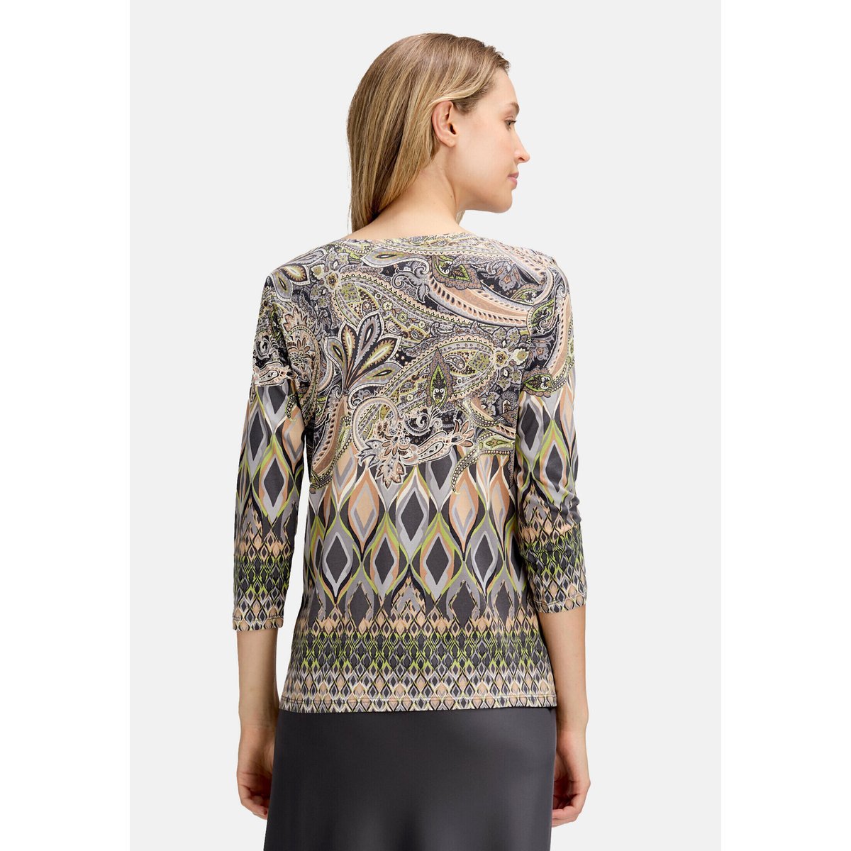 T-shirt à rainures à encolure bateau gris/beige, BETTY BARCLAY