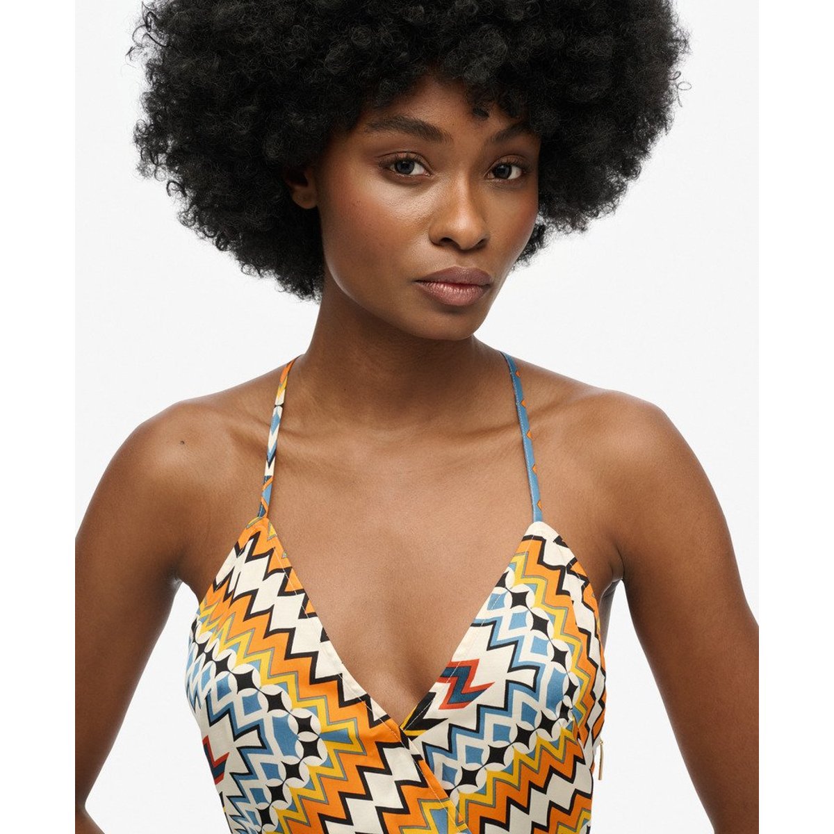 Robe Premium à Ourlet Mouchoir tazi zig zag orange, SUPERDRY
