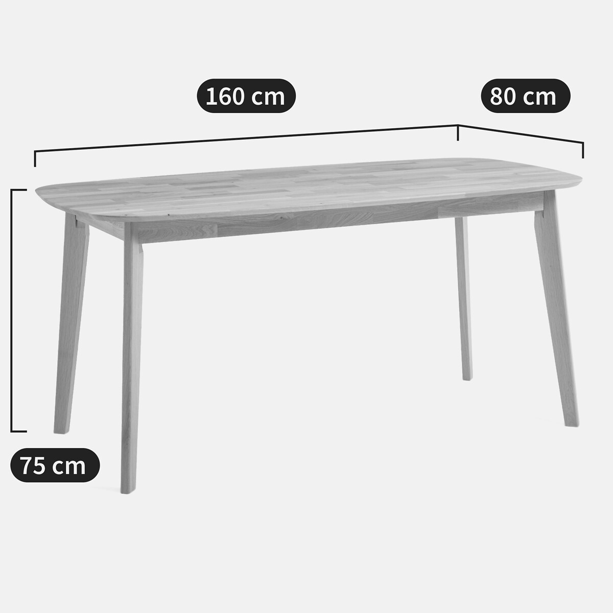 Table à manger, rectangulaire, chêne massif, 6 personnes, DALMAR chêne, LA REDOUTE INTERIEURS