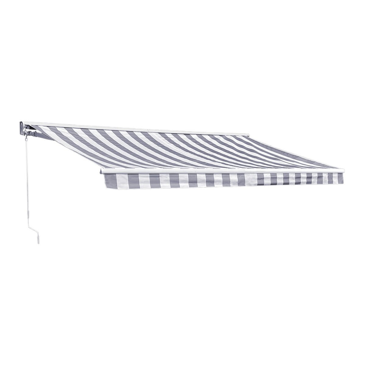 Store banne, semi-coffre, 3,95x3m, SAULE blanc, gris, blanc, HAPPY GARDEN