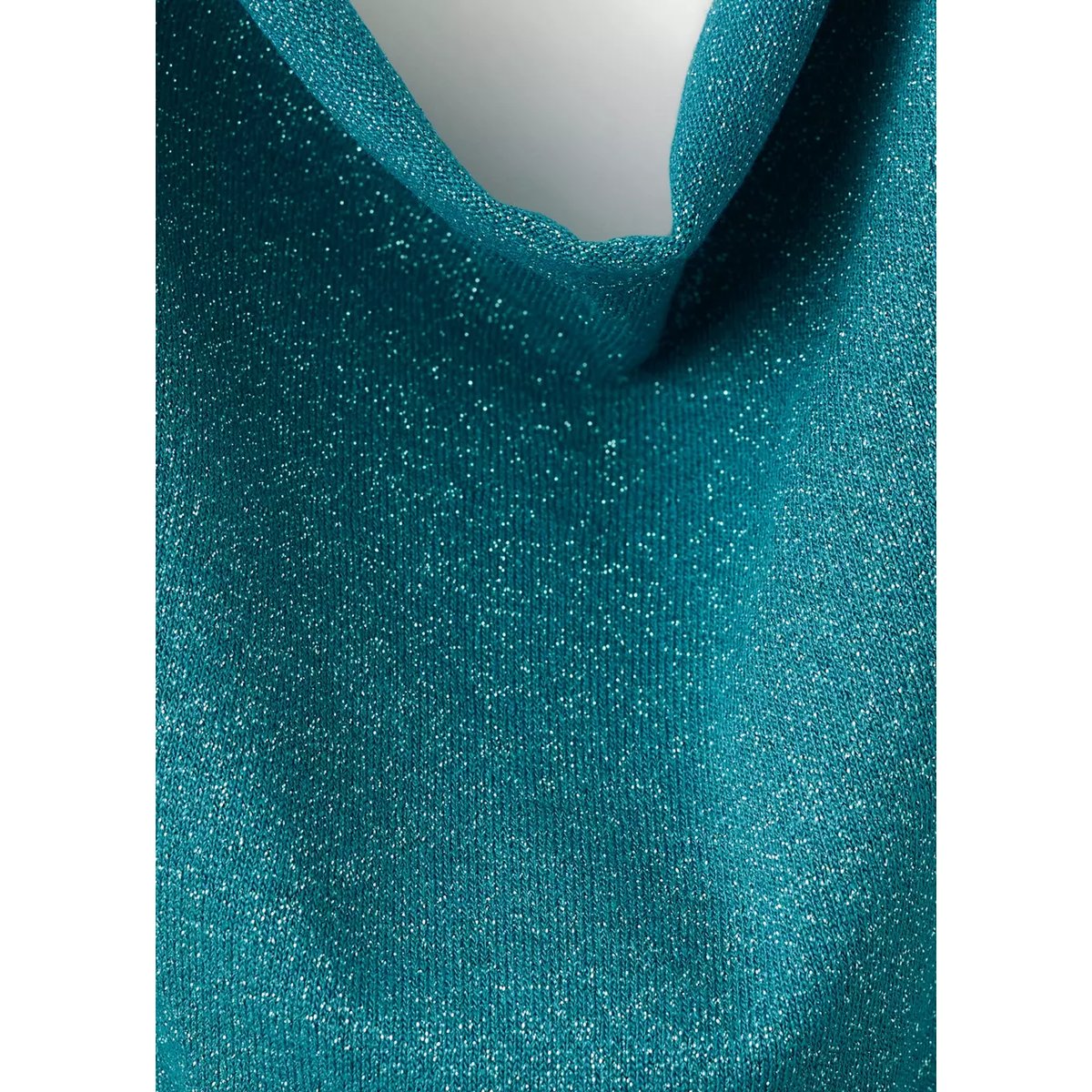 Top halter en maille métallisée bleu, MANGO TEEN