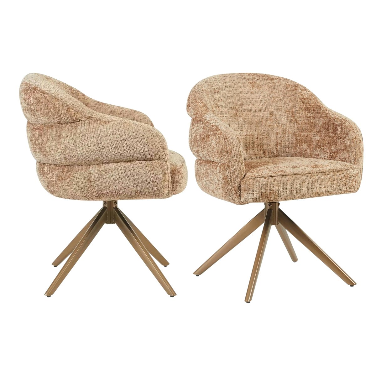 Chaise arrondie pivotante dossier structuré (lot de 2) CORTINA marron, PIER IMPORT