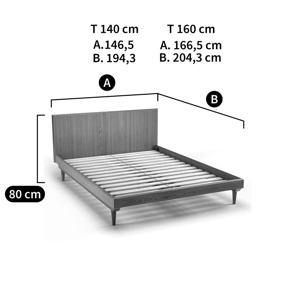 Lit vintage avec sommier Quilda chêne, LA REDOUTE INTERIEURS
