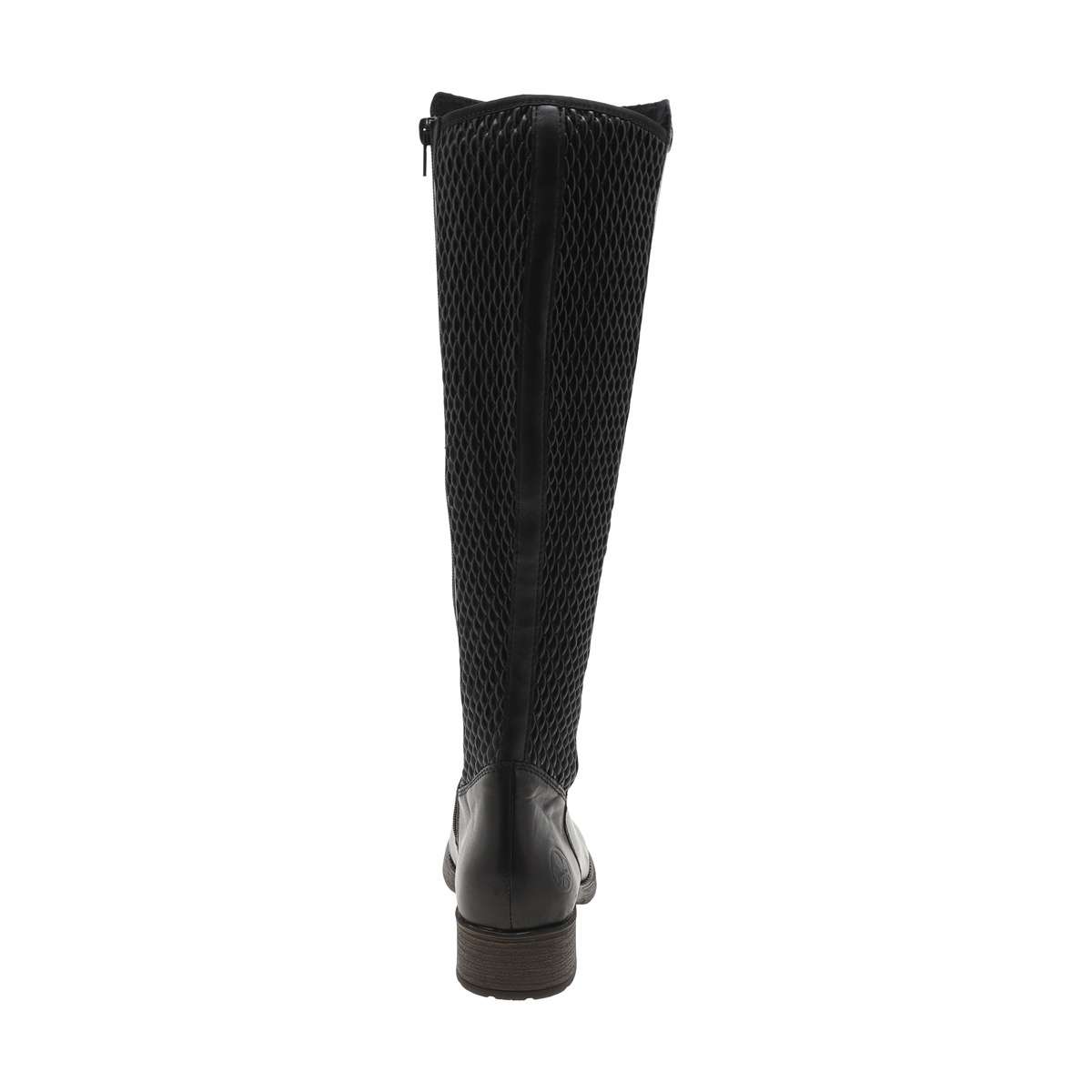 Bottes hautes en cuir brun à talon bloc moyen, doublure chaude et arrière tige stretch très confortable noir, RIEKER
